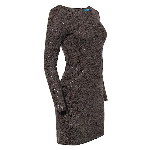 ALICE + OLIVIA OLIVE & GRAY SEQUIN EMBELLISHED SHEER PANEL BODYCON EVENING DRESS - Picture 8 of 8